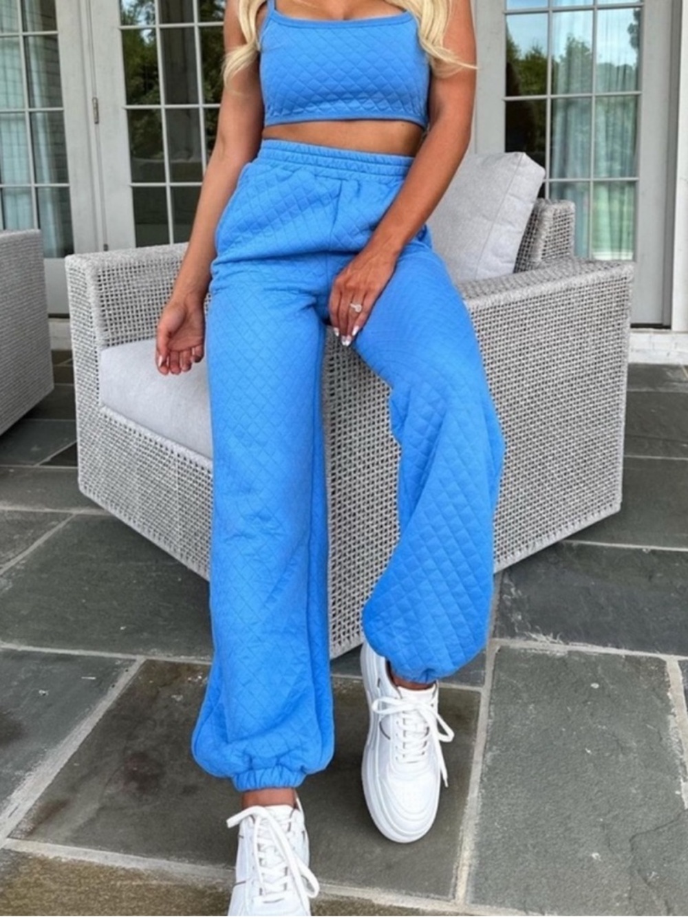Princess Polly Arabella Quilted Sweatpants Blue